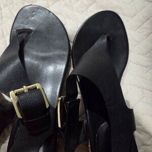 Michael Kors Black Sandals with Gold Accents
